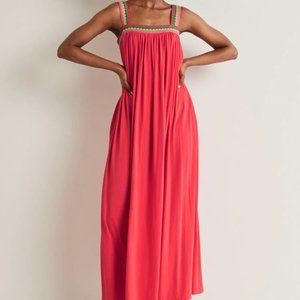 NWT BODEN Crochet Trim Jersey Maxi Dress Hot Coral 4 Petite